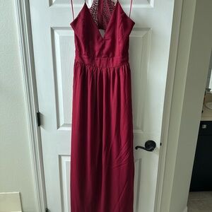 Windsor Burgundy Maxi Dress with Lace Back
